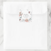 Winter Kerst Zalm Poinsettia Zilveren Bruiloft Vierkante Sticker (Tas)