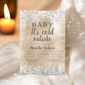 Winter Kerst Zilveren Sneeuw Pine Goud baby shower Kaart
