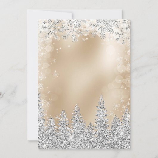 Winter Kerst Zilveren Sneeuw Pine Goud baby shower Kaart (Achterkant)