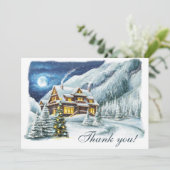 Winter Kerstavond feestdag Hartelijk dank Feestdagenkaart (Staand voorkant)