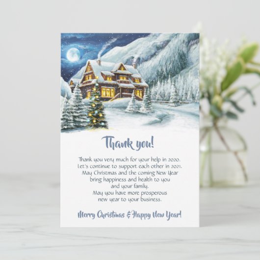 Winter Kerstavond feestdag Hartelijk dank Feestdagenkaart (Staand voorkant)