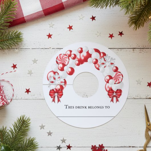 Winter Kerstballonboog Feestje Wijnglaslabel