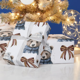 Winter Kerstbeer Inpakpapier