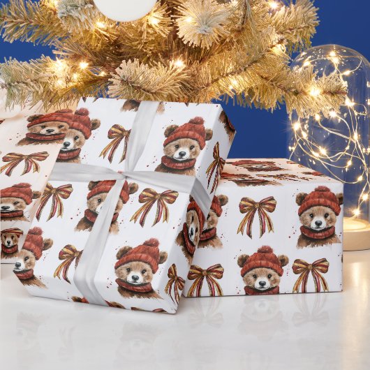 Winter Kerstbeer Inpakpapier (Feestdagen)
