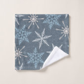 Winter Kerstblauw Snowflakes Patroon Bad Handdoek (Wasdoekje)