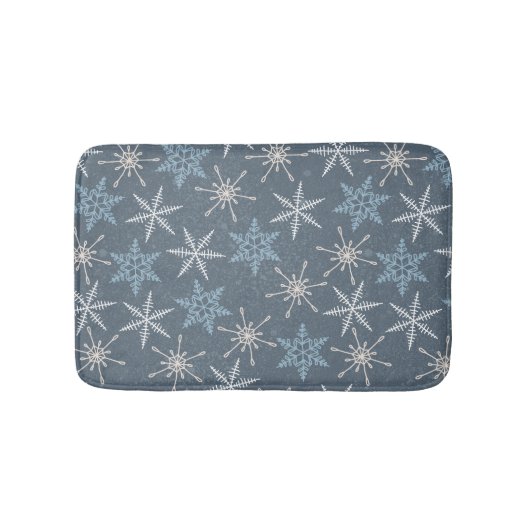 Winter Kerstblauw Snowflakes Patroon Badmat (Voorkant)