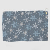 Winter Kerstblauw Snowflakes Patroon Golfhanddoek (Horizontaal)