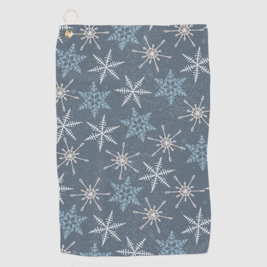 Winter Kerstblauw Snowflakes Patroon Golfhanddoek (Voorkant)