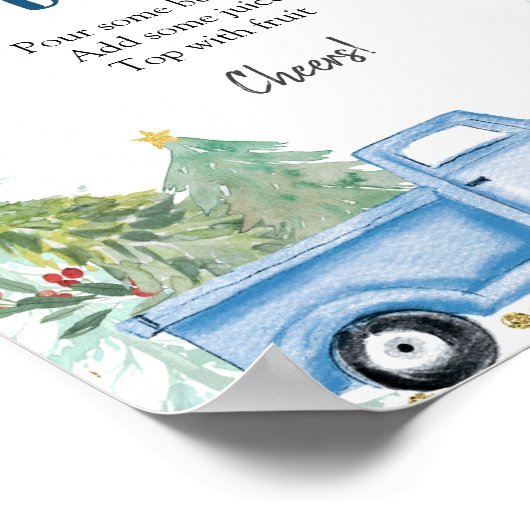 Winter Kerstblauw Trauck Momosa Bar Poster (Hoek)