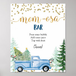 Winter Kerstblauw Trauck Momosa Bar Poster