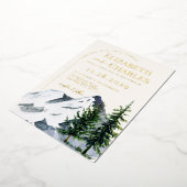 Winter Kerstbomen Bergen Vakantie Bruiloft Folie Uitnodiging (Gedraaid)