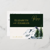 Winter Kerstbomen Bergen Vakantie RSVP-kaart Folie Uitnodiging Briefkaart (Voorkant / Achterkant)