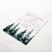 Winter Kerstbomen Vakantie Save the Date Folie Uitnodiging (Gedraaid)