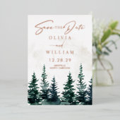 Winter Kerstbomen Vakantie Save the Date Folie Uitnodiging (Staand Voorkant)