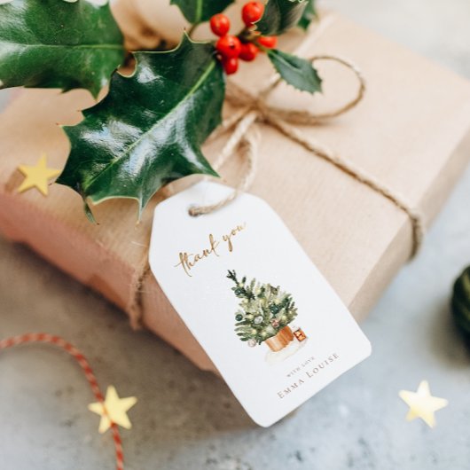 Winter Kerstboom Baby shower Dank u Cadeaulabel