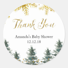 Winter Kerstboom Baby shower Dank u Label