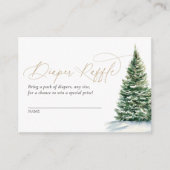 Winter Kerstboom Baby shower Luier Raffle Informatiekaartje (Voorkant)