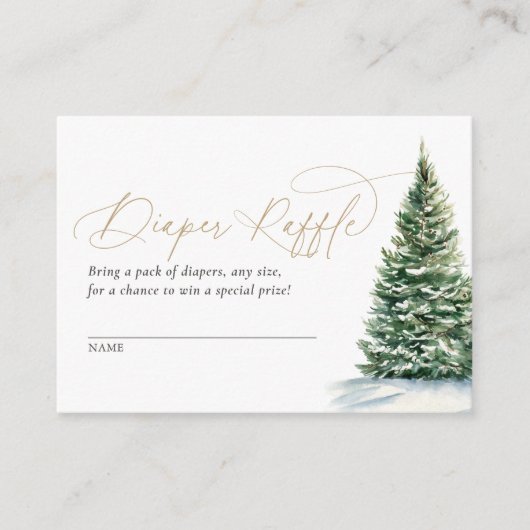 Winter Kerstboom Baby shower Luier Raffle Informatiekaartje (Voorkant)