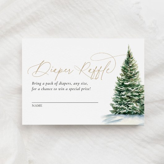 Winter Kerstboom Baby shower Luier Raffle Informatiekaartje