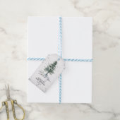 Winter Kerstboom Favor Tag Zilver Cadeaulabel (Met Touw)