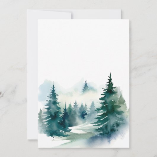 Winter Kerstboom landschap bruiloft Kaart (Achterkant)
