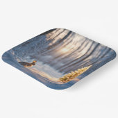 Winter Kerstboom met konijn Papieren Bordje (Gebogen)