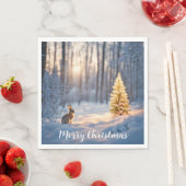 Winter Kerstboom met konijn Servet (Insitu)