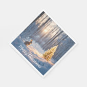 Winter Kerstboom met konijn Servet (Hoek)