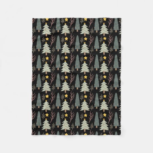 Winter Kerstboom Patroon Bossen Evergreen Gezellig Fleece Deken (Voorkant)