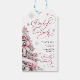 Winter Kerstboom Roze Baby shower Dank u Cadeaulabel