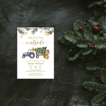 Winter Kerstboom Tractor Beer Baby Shower