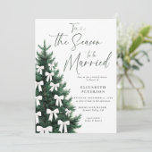 Winter Kerstboom White Bow Chic Vrijgezellenfeest Kaart (Staand voorkant)