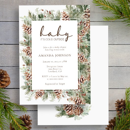 Winter Kerstborrel Baby Shower Kaart