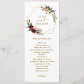 Winter Kerstbruiloft Bourgondische Waterverf Boho Programmakaart (Voorkant)