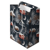 Winter Kerstcabine Medium Cadeauzakje (Achterkant Gekanteld)