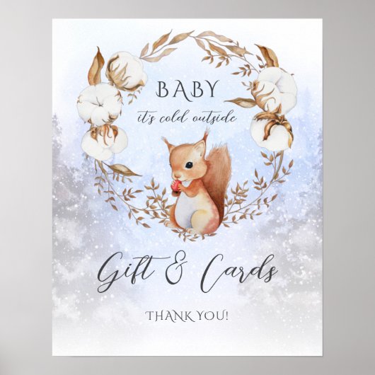 Winter Kerstcadeau en -kaarten Baby Shower Poster (Voorkant)