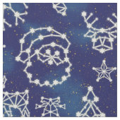 Winter Kerstconstellation Holiday Pattern Stof (Close Up)