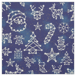 Winter Kerstconstellation Holiday Pattern Stof