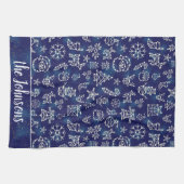 Winter Kerstconstellation Pattern Aangepaste naam Theedoek (Horizontaal)