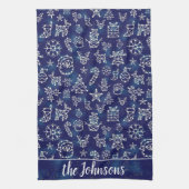 Winter Kerstconstellation Pattern Aangepaste naam Theedoek (Verticaal)