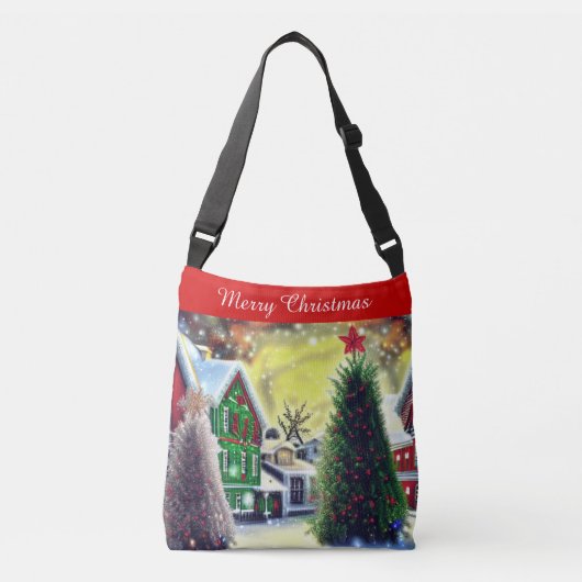 Winter Kerstdorp Scene Crossbody Bag Crossbody Tas (Voorkant)
