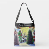 Winter Kerstdorp Scene Crossbody Bag Crossbody Tas (Achterkant)