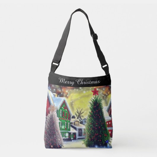 Winter Kerstdorp Scene Crossbody Bag Crossbody Tas (Voorkant)