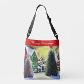 Winter Kerstdorp Scene Crossbody Bag Tas (Achterkant)