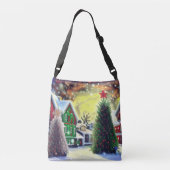 Winter Kerstdorp Scene Crossbody Tas (Achterkant)