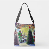Winter Kerstdorp Scene Crossbody Tas (Voorkant)