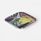 Winter Kerstdorp Scene Papieren Bordje (Gebogen)