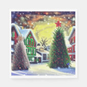 Winter Kerstdorp Scene Servet (Voorkant)