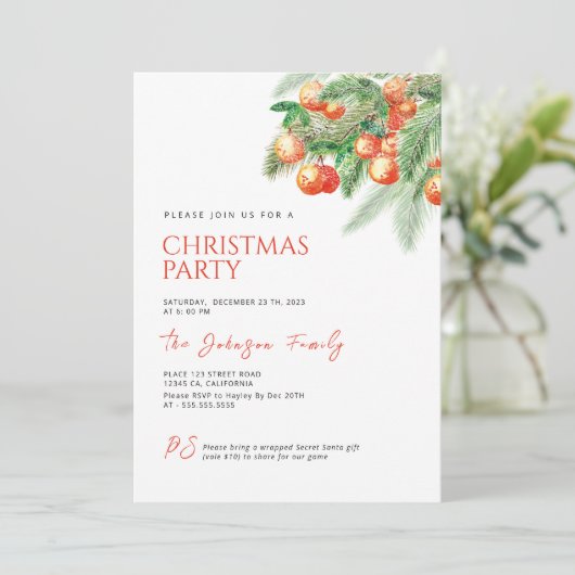 Winter Kerstfeest uitnodiging (Staand voorkant)