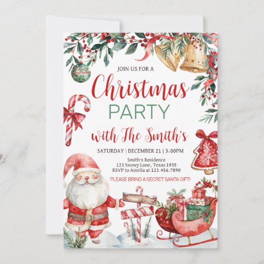 Winter Kerstfeest Uitnodiging (Voorkant)